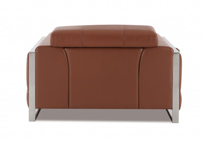 Fauteuil d'appoint décoratif en cuir et chrome Terra Cotta Mod