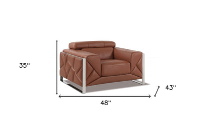 Fauteuil d'appoint décoratif en cuir et chrome Terra Cotta Mod