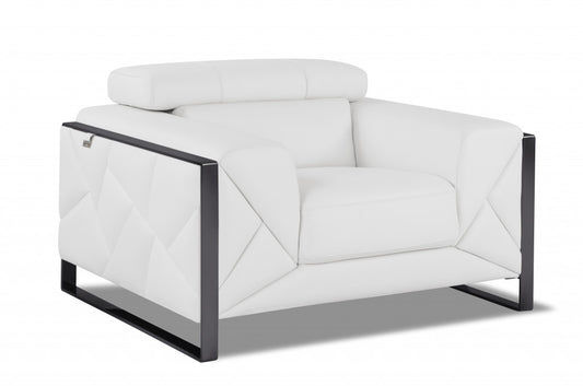 Fauteuil d'appoint décoratif en cuir blanc et chrome Mod Winter