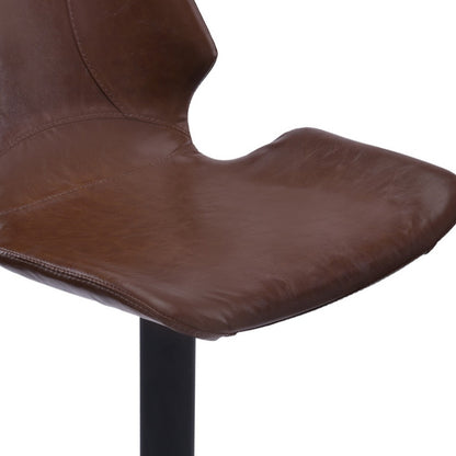 21" Coffee And Black Faux Leather And Iron Swivel Low Back Adjustable Height Bar Chair