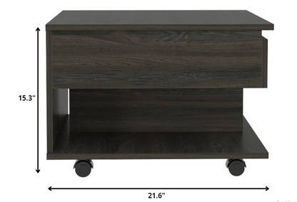 Table basse rectangulaire en bois manufacturé de 22 po avec tiroir en espresso carbone