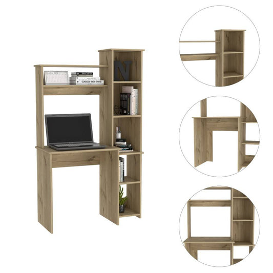 Bureau d'ordinateur naturel de 40 po avec huche