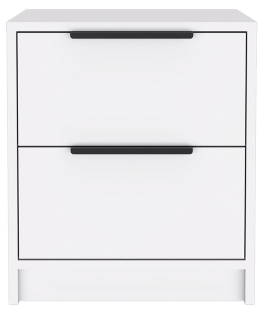 Stylish White Two Drawer Nightstand