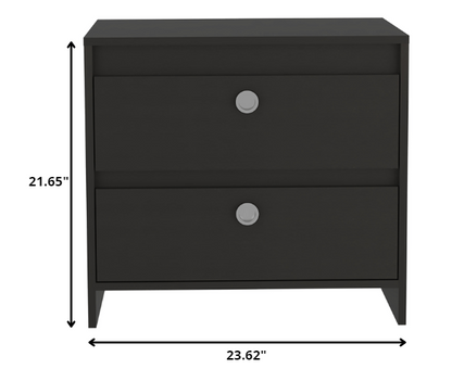 Table de chevet noire à deux tiroirs moderne et minimaliste