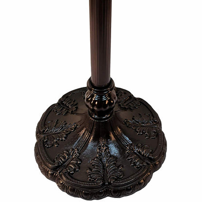 Lampadaire de forme traditionnelle marron de 62 po avec abat-jour en verre teinté blanc