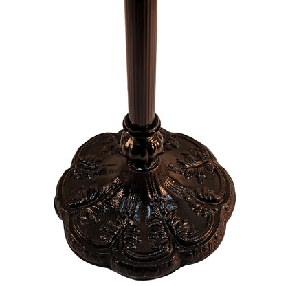 62" Brown Traditional Shaped Floor Lamp With White Peacock Feather Stained Glass Dome Shade