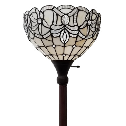 72" Brown Traditional Shaped Floor Lamp With Brown Stained Glass Bowl Shade