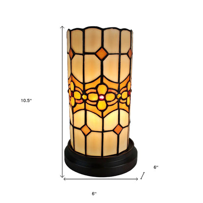 Lampe d'appoint en verre teinté avec mosaïque marron et beige de 11 po