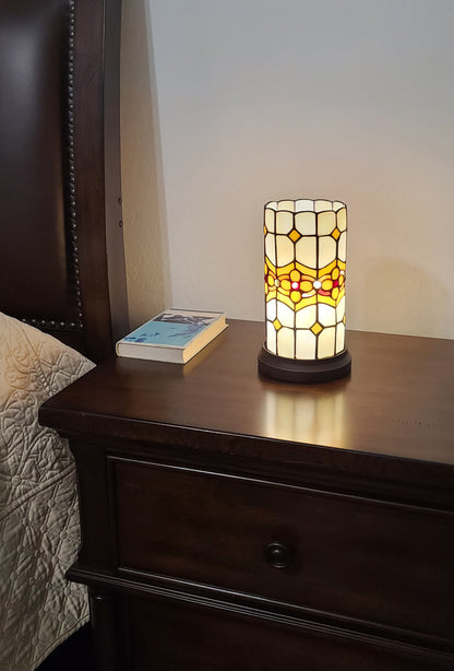 Lampe d'appoint en verre teinté avec mosaïque marron et beige de 11 po