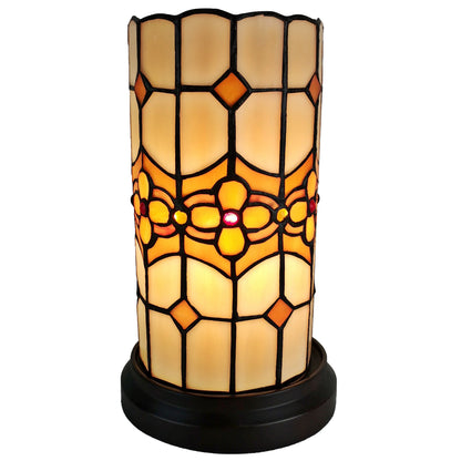 Lampe d'appoint en verre teinté avec mosaïque marron et beige de 11 po