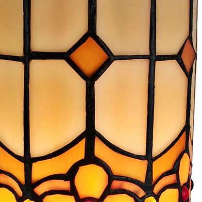 Lampe d'appoint en verre teinté avec mosaïque marron et beige de 11 po