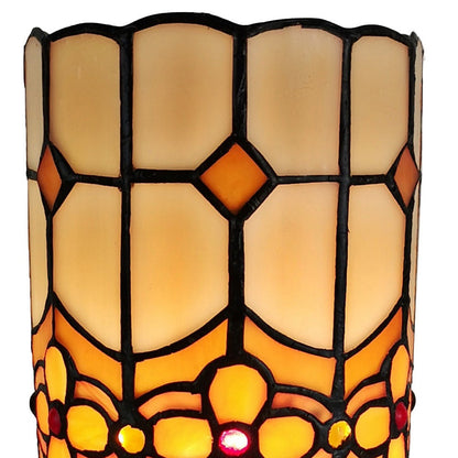 Lampe d'appoint en verre teinté avec mosaïque marron et beige de 11 po