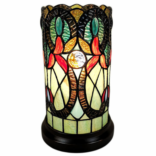 Lampe d'appoint en verre teinté avec mosaïque beige et orange de 11 po