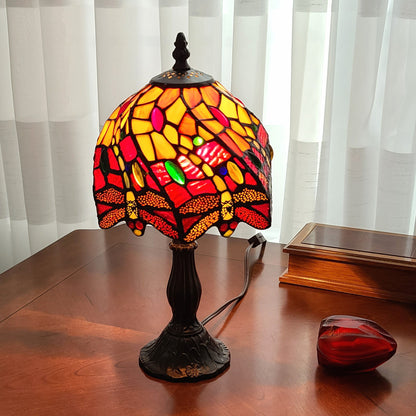 Lampe de table chandelier en métal brun foncé de 15 po avec abat-jour fantaisie rouge et noir