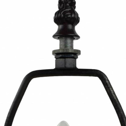 Lampe de table chandelier en métal brun foncé de 15 po avec abat-jour fantaisie rouge et noir