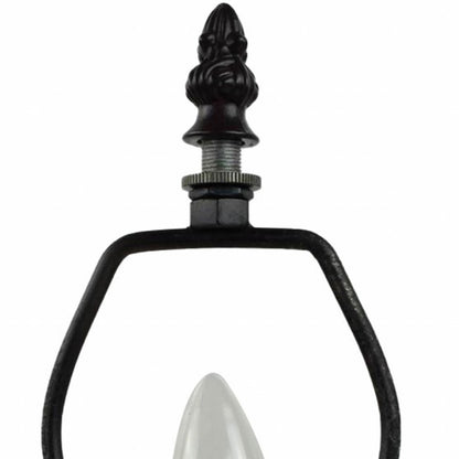 Lampe de table chandelier en métal brun foncé de 15 po avec abat-jour fantaisie rouge et noir