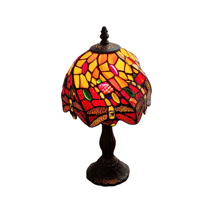 Lampe de table chandelier en métal brun foncé de 15 po avec abat-jour fantaisie rouge et noir