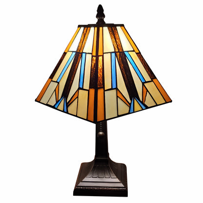 Lampe de table chandelier en métal brun foncé de 15 po avec abat-jour empire orange et ivoire