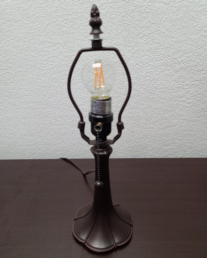 15" Dark Brown Metal Candlestick Table Lamp With Blue Dome Shade