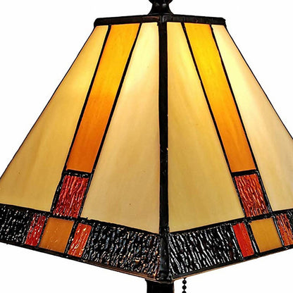 Lampe de table chandelier en métal brun foncé de 15 po avec abat-jour empire beige