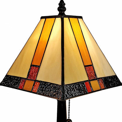 Lampe de table chandelier en métal brun foncé de 15 po avec abat-jour empire beige