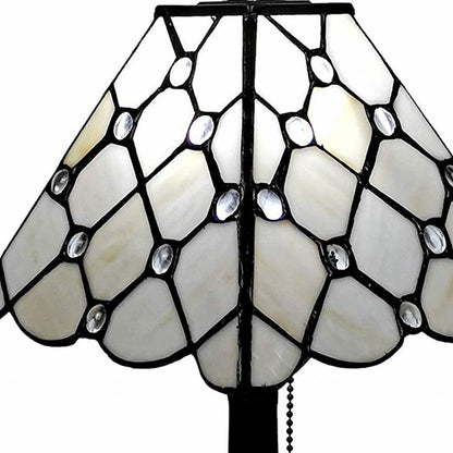 Lampe de table chandelier en métal brun foncé de 15 po avec abat-jour empire blanc