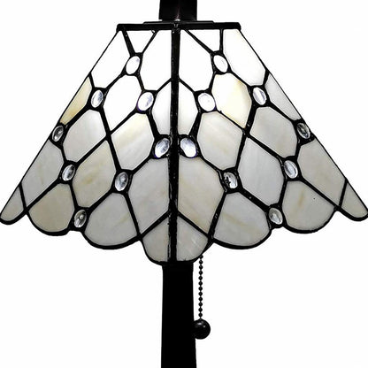 Lampe de table chandelier en métal brun foncé de 15 po avec abat-jour empire blanc