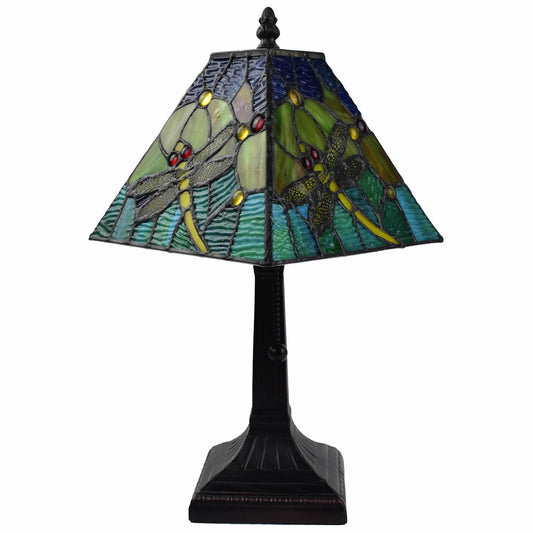 Lampe de table chandelier en métal brun foncé de 15 po avec abat-jour empire vert