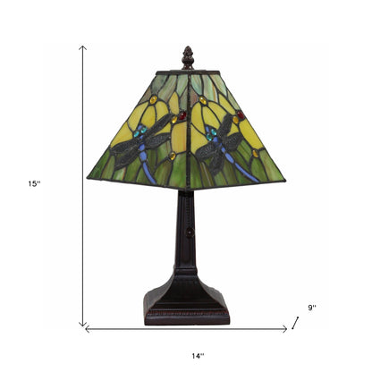 Lampe de table chandelier en métal brun foncé de 15 po avec abat-jour empire vert