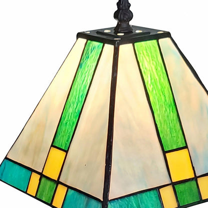 Lampe de table chandelier en métal brun foncé de 15 po avec abat-jour vert