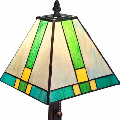 Lampe de table chandelier en métal brun foncé de 15 po avec abat-jour vert