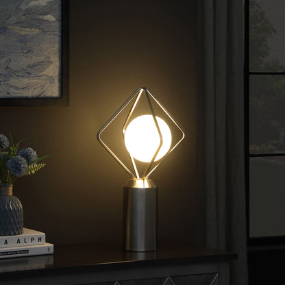 Lampe de table ou de bureau contemporaine à piédestal géométrique argenté de 20 po