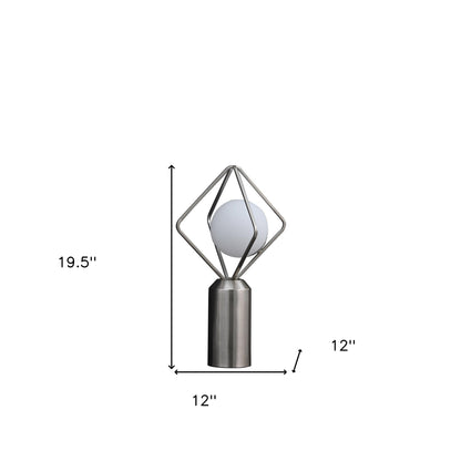 Lampe de table ou de bureau contemporaine à piédestal géométrique argenté de 20 po