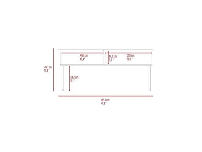 Table basse à plateau relevable en métal gris et onyx de 41 po avec deux étagères