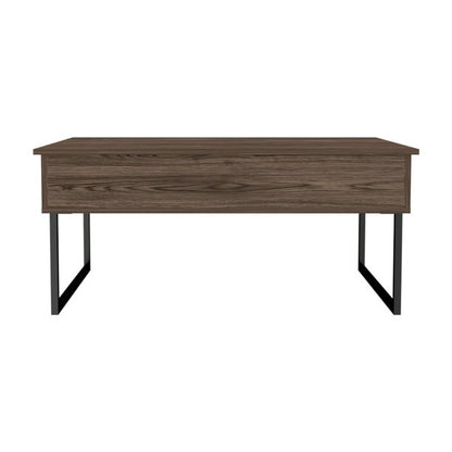 41" Dark Brown And Black Metal Lift Top Coffee Table