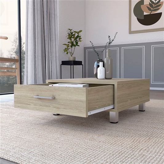 Table basse beige et gris clair de 24 po avec tiroir