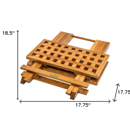 Table d'appoint pliante carrée en bois de teck massif brun de 19 po pour intérieur et extérieur