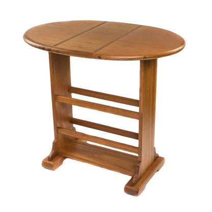 Table d'appoint ovale en bois massif brun de 18 po