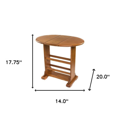 Table d'appoint ovale en bois massif brun de 18 po