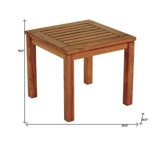 Table d'appoint carrée en bois massif brun de 18 po