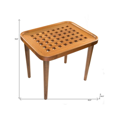 Table d'appoint rectangulaire en bois massif brun de 18 po