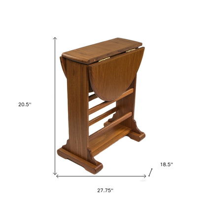 Table d'appoint ovale à abattants en bois massif brun de 21 po