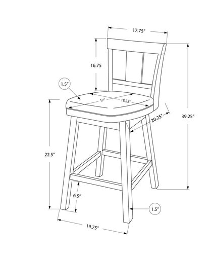 Ensemble de deux chaises de bar pivotantes de 23 pouces en similicuir gris et blanc et en bois massif