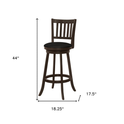 Ensemble de deux chaises de bar pivotantes en similicuir noir et expresso de 29 po et en bois massif