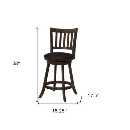 Ensemble de deux chaises de bar pivotantes de 23 po en similicuir noir et expresso et en bois massif