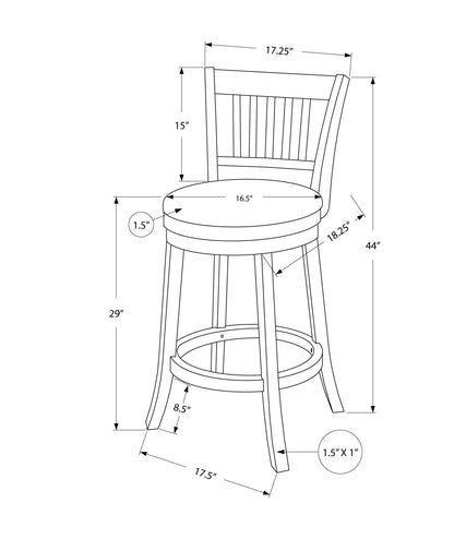 Ensemble de deux chaises de bar pivotantes en similicuir gris et blanc et en bois massif de 29 po