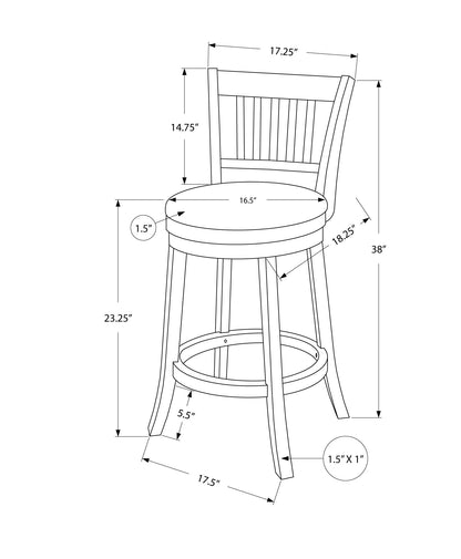 Ensemble de deux chaises de bar pivotantes de 23 pouces en similicuir gris et blanc et en bois massif