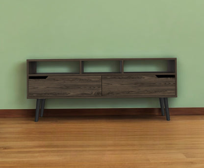 54" Dark Walnut Brown TV Stand