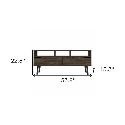 54" Dark Walnut Brown TV Stand