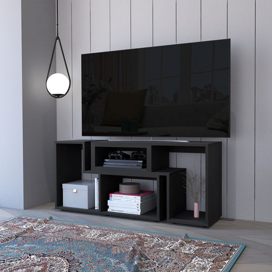 63" Black Open Shelving TV Stand